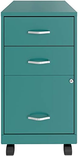 Navy 3 Drawer Metal Mobile File Cabinet with Lock J6672