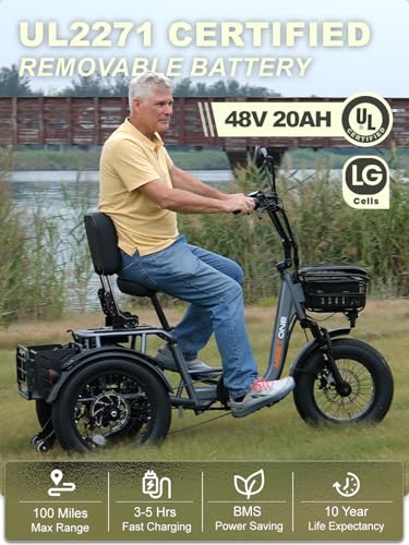 1200W 48V 20AH 18''×4'' Fat Tire Folding Electric Tricycle A89575