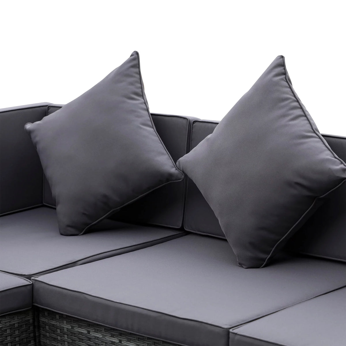 7-Piece PE Rattan Sectional Sofa Set with Acacia Top Coffee Table C93534