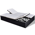 Double Chaise Lounge Chair 2-Person Outdoor Poly Rattan Sun Lounger with Adjustable Cushion C250