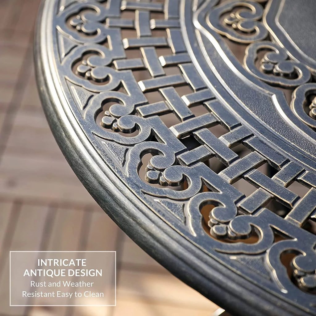 5-Piece Cast Aluminum Outdoor Patio Dining Set with 4 Swivel Chairs and Round Table E5293