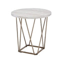 White Faux Marble Top End Table R81873