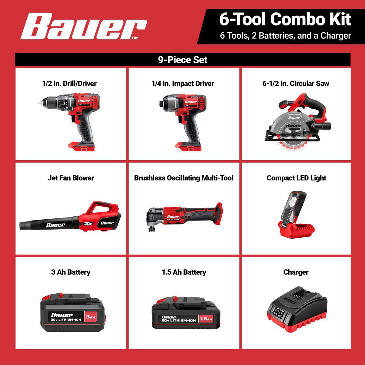 20V Cordless 6-Tool Combo Kit with Battery and Charger G2102