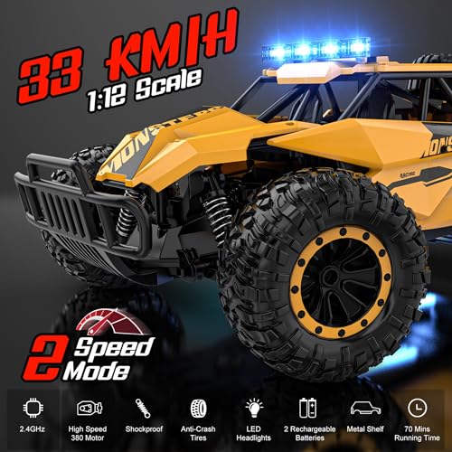2.4GHz 1:12 Monster RC Truck with LED Headlight and Rechargeable Battery E21376