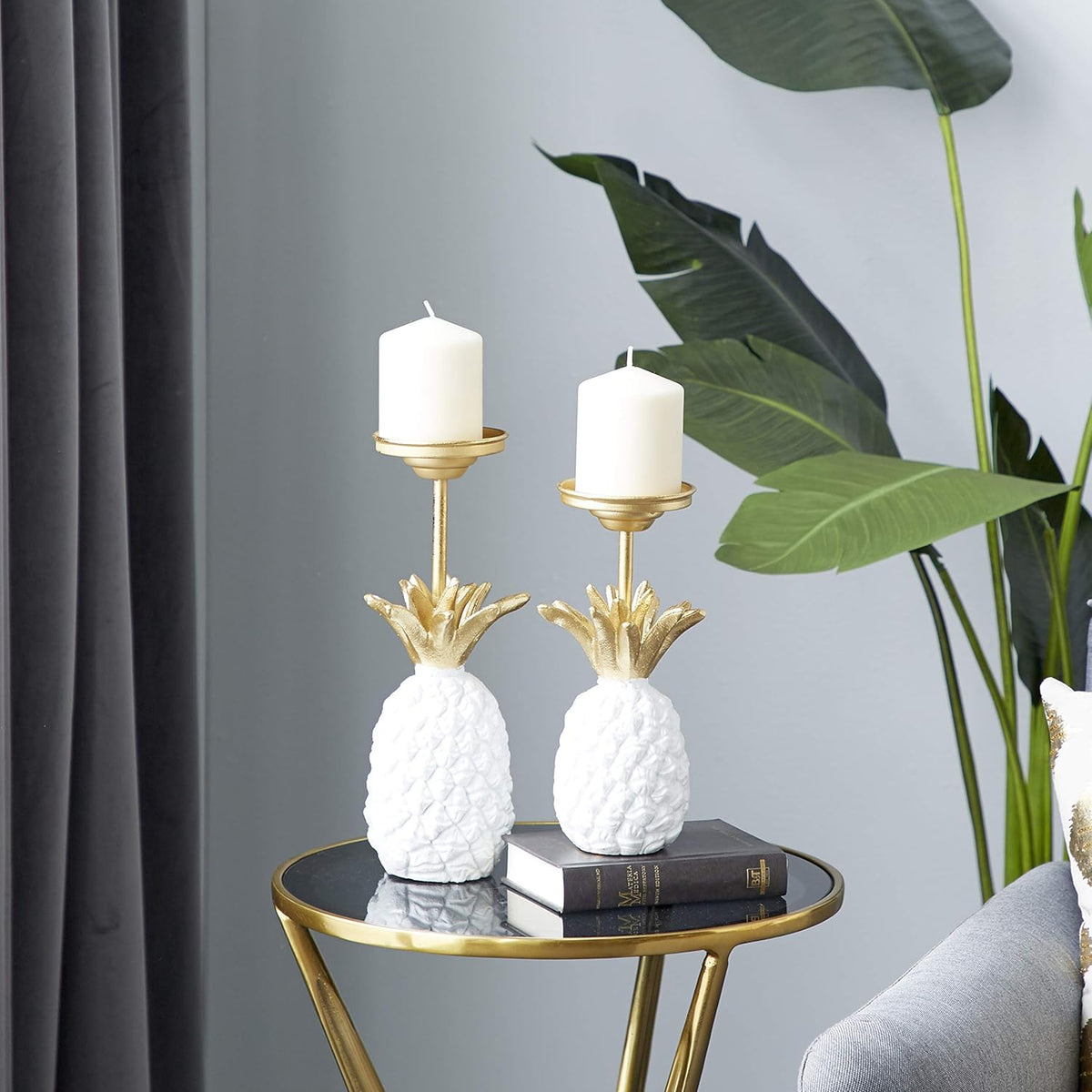 White Candle Holder Set of 2 X16333