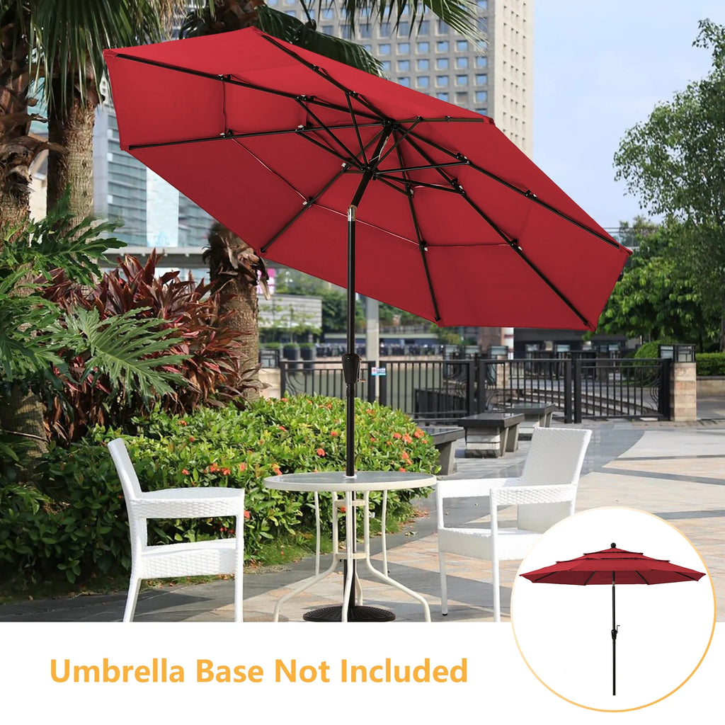 10 Ft 3 Tier Double Vented Patio Umbrella with Crank S2284