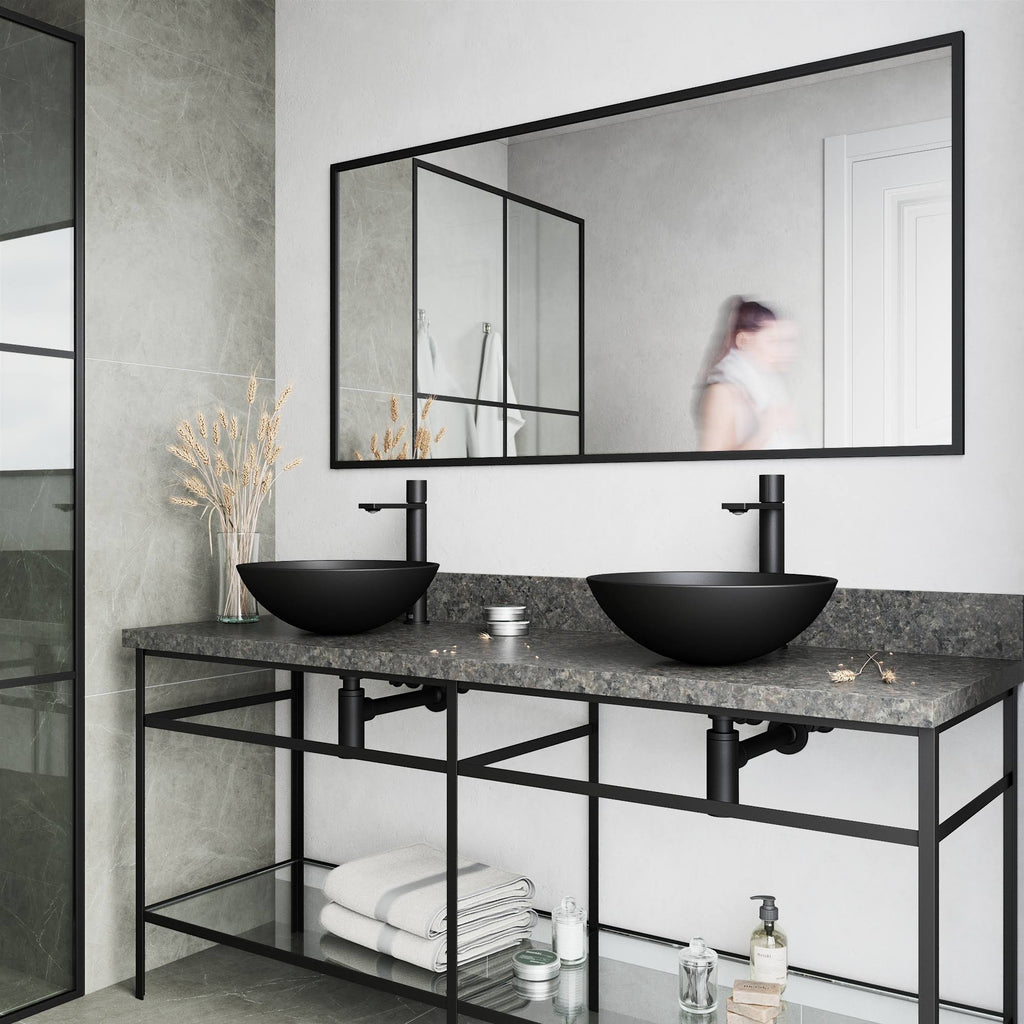 Matte Black Vessel Bathroom Sink and Faucet X518