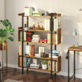 5-Tier Rustic Brown Bookshelf with Metal Frame Q397840