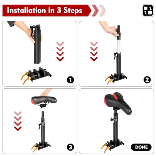 Foldable Adjustable Universal Scooter Seat Replacement with PU Cushion Aluminum Rod I713291