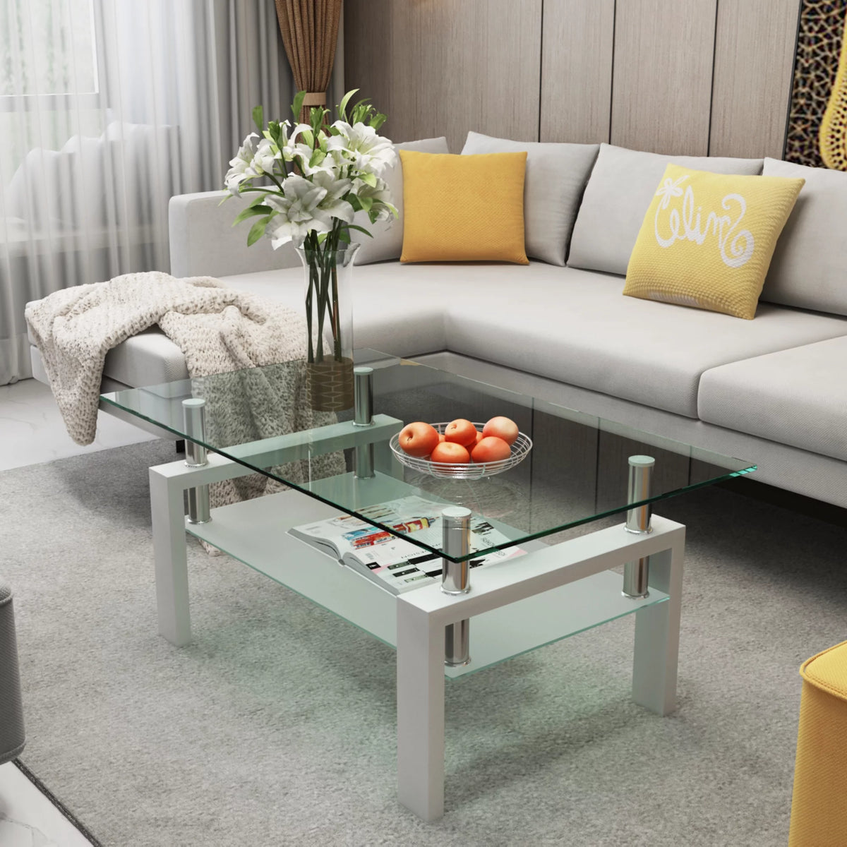 White Glass Top Coffee Table P8985