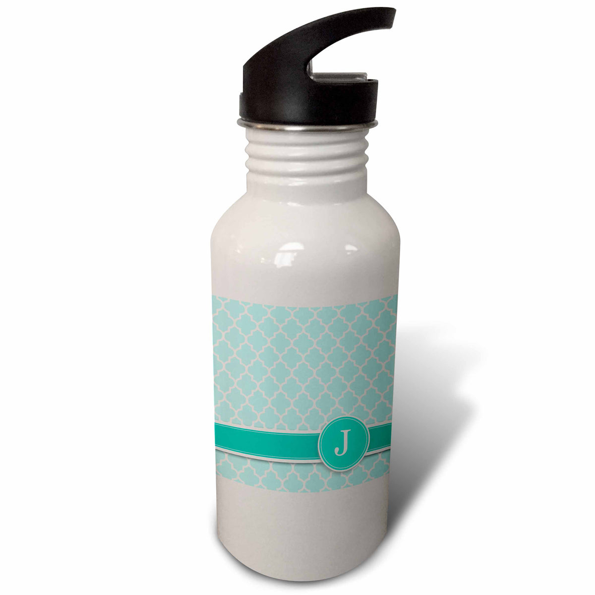 Aqua Blue Teal Turquoise Monogrammed 21 oz Sports Water Bottle O6122