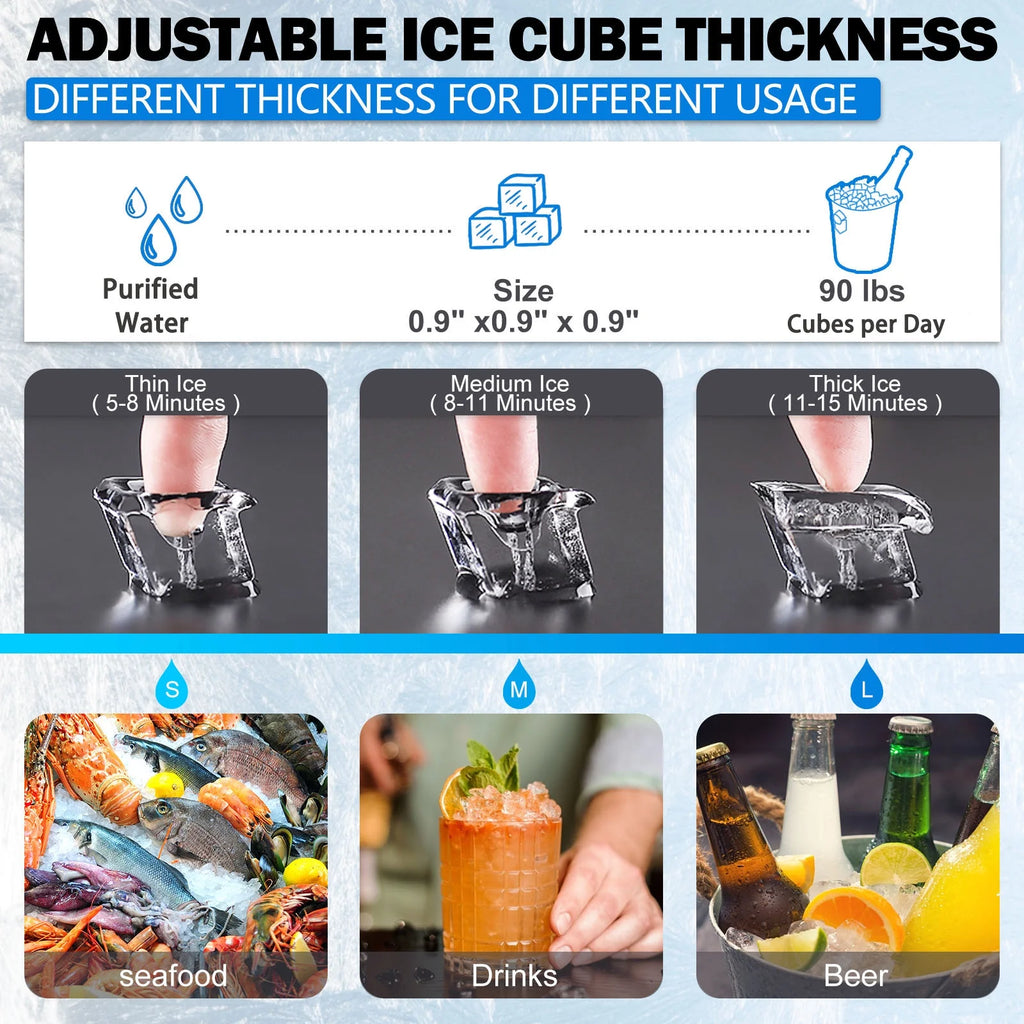 Commercial Ice Maker Machine 90LBS/24H Stainless Steel Freestanding T267289