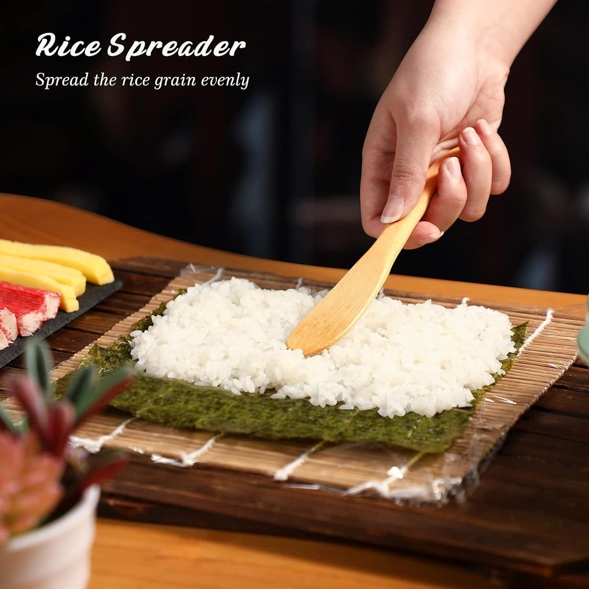 Bamboo Sushi Mat Sushi Making Kit with 2 Rolling Mats, 5 Pairs of Chopsticks, 1 Paddle, 1 Spreader P860092