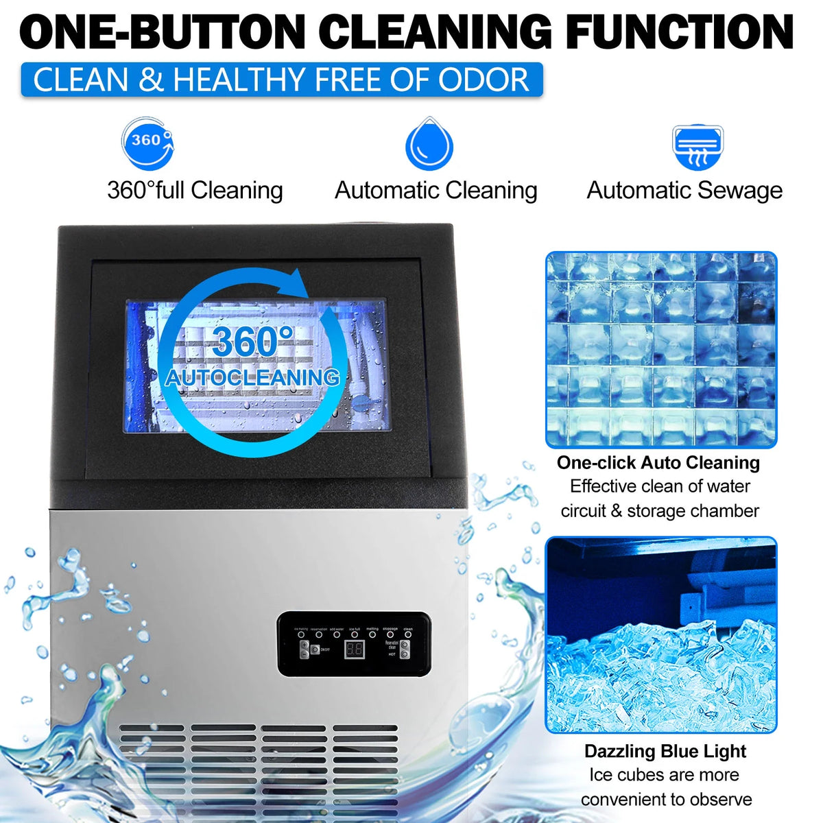 Commercial Ice Maker Machine 90LBS/24H Stainless Steel Freestanding T267289