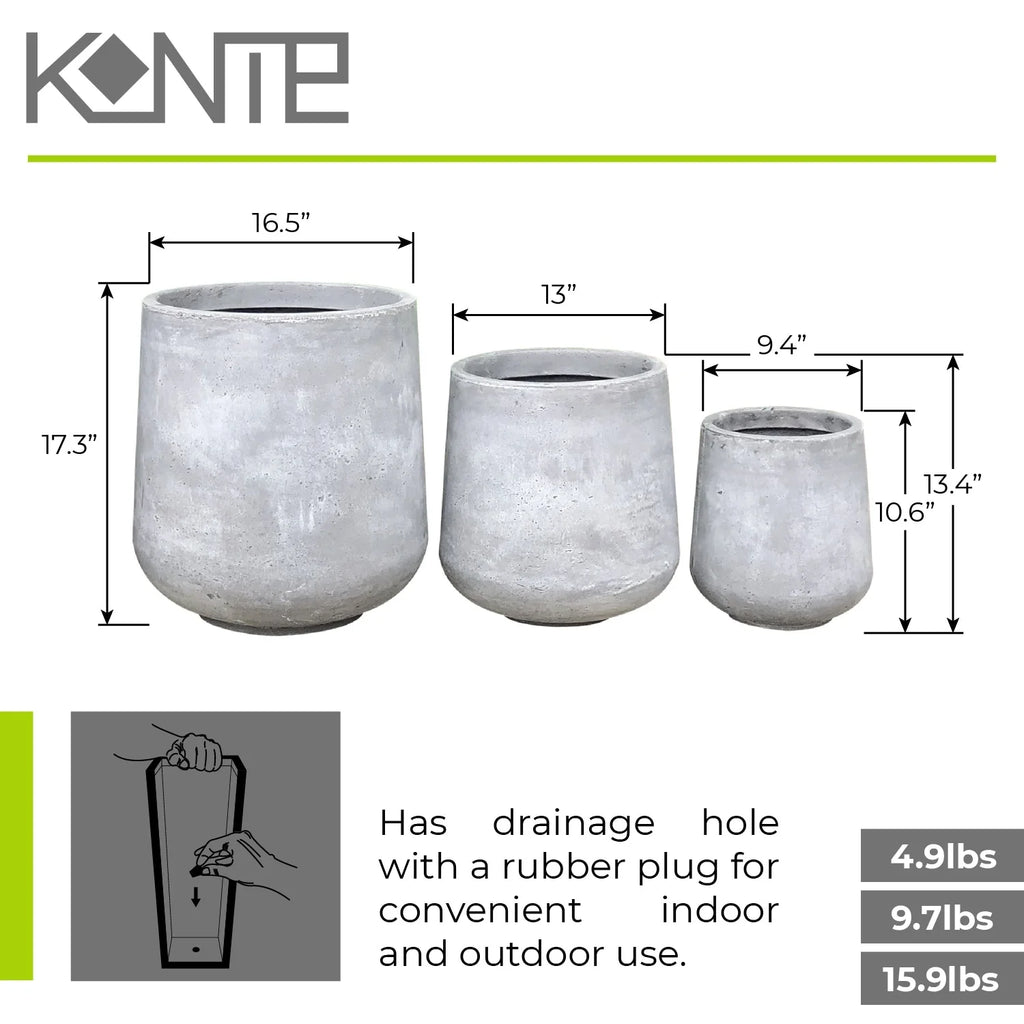 Round Concrete Planter Set of 3 Sizes F268056