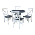 Round Wood Extension Dining Table with 4 Chairs X337