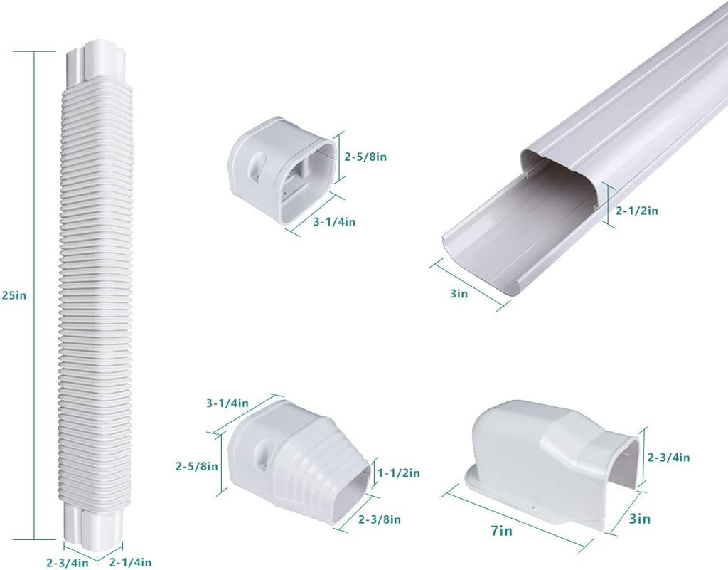 PVC Decorative Air Conditioner Line Set Cover Kit, 3in W, 9ft L, Pack of 2 G944