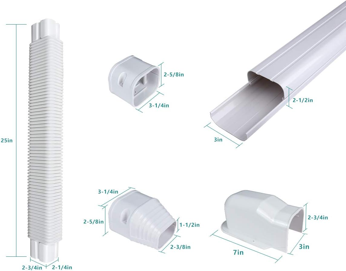 PVC Decorative Air Conditioner Line Set Cover Kit, 3in W, 9ft L, Pack of 2 G944