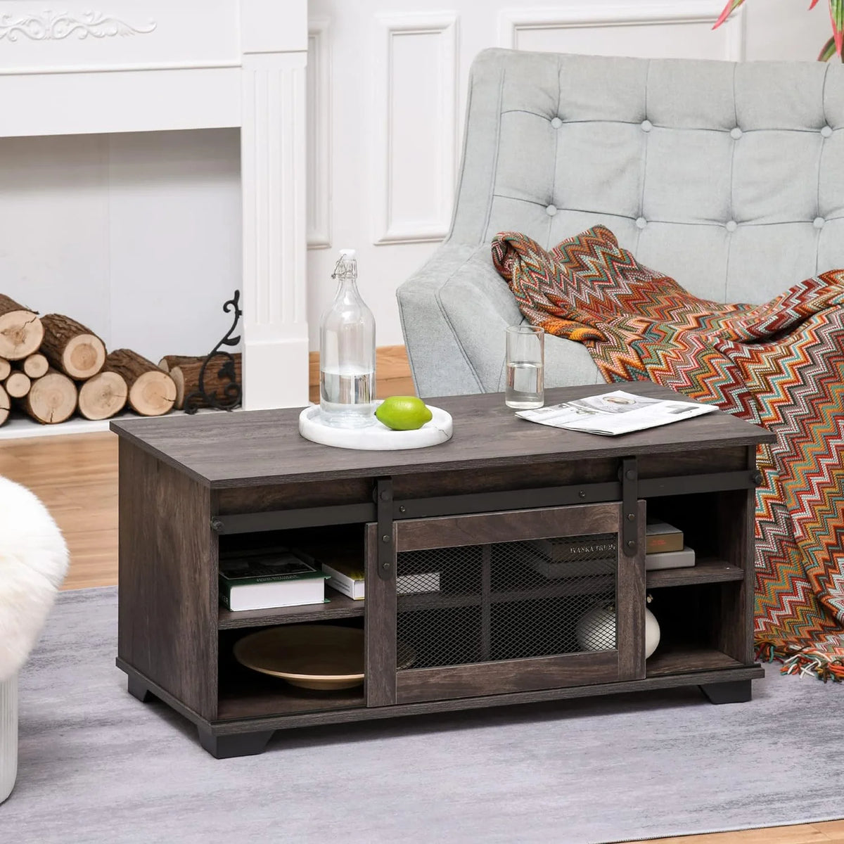 Dark Brown Coffee Table with Storage Z669