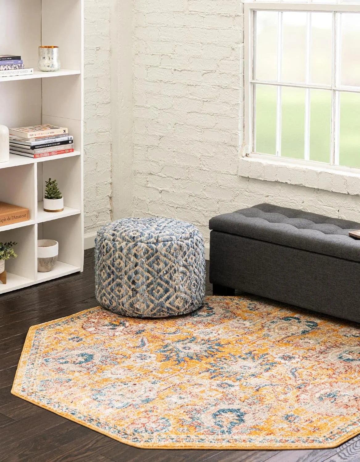 Yellow Octagon Rug K120224