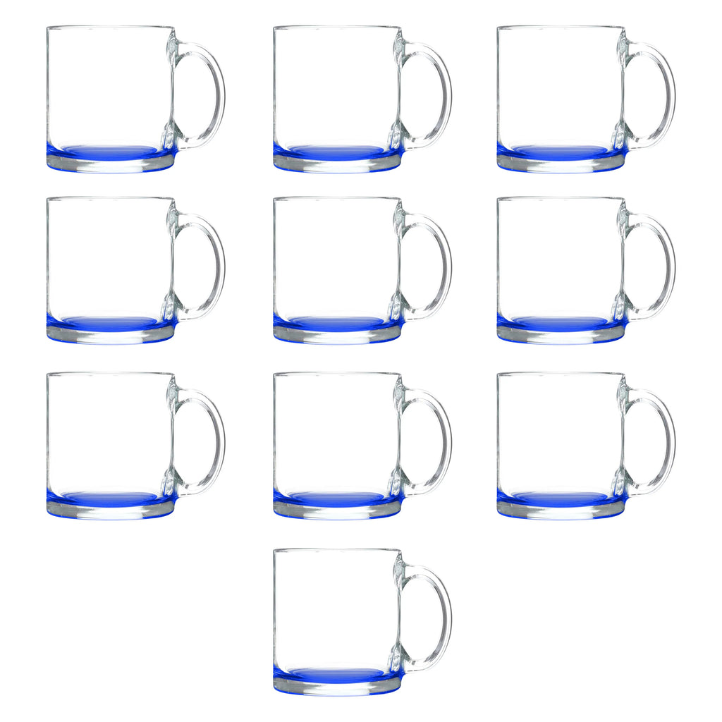 Clear Glass Coffee Mugs 13 oz. Set of 10 S5178