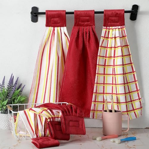 6 Pcs Check Striped Microfiber Towels U68506
