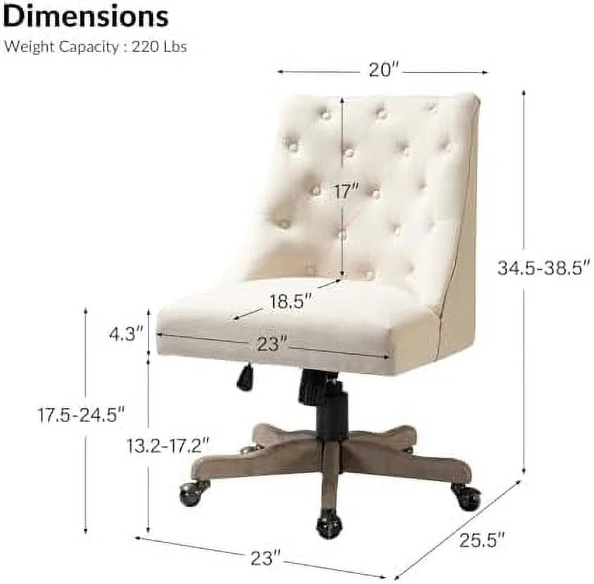 Beige Tufted Upholstered Armless Office Chair S540