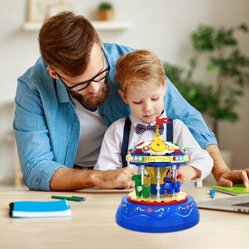 Yellow&Blue 222pcs Music Box Building Blocks U538