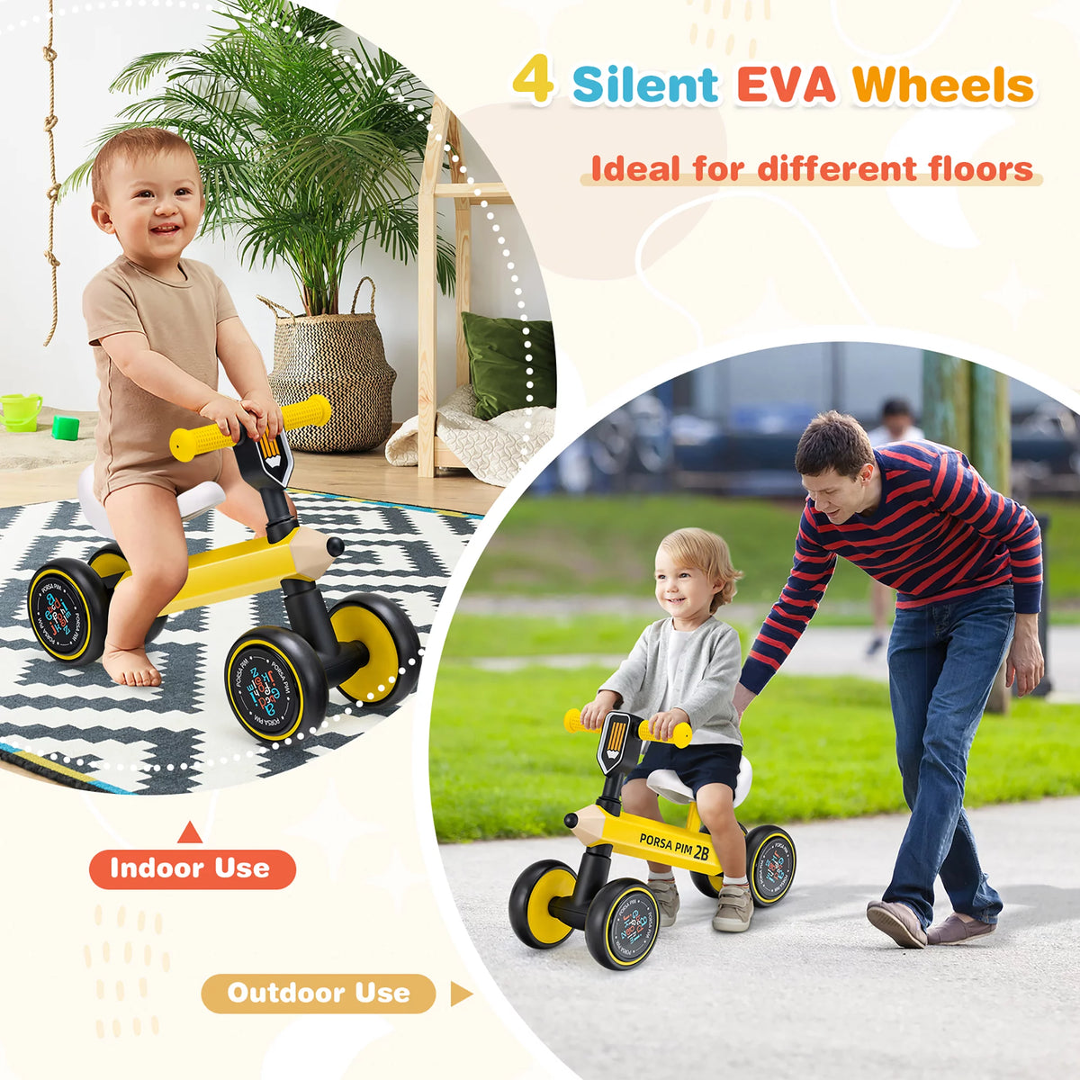 Yellow No Pedal Balance Bike U61281