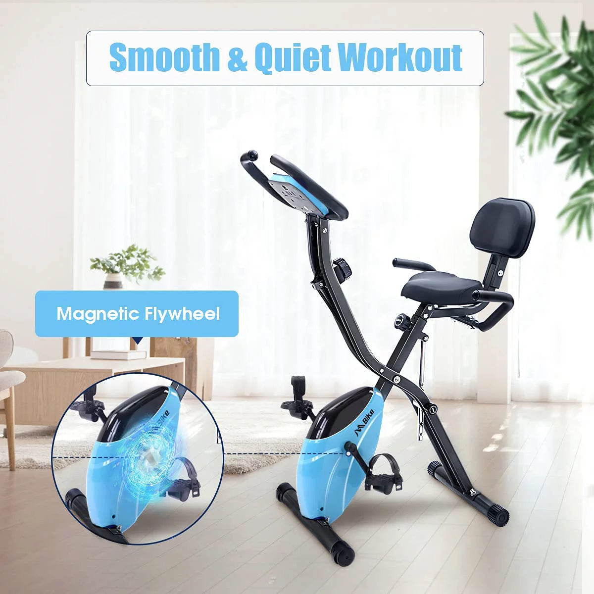 Folding Exercise Bike with 10-Level Adjustable Magnetic Resistance B7176