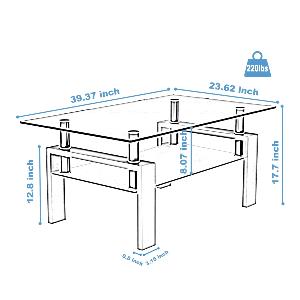 White Glass Top Coffee Table P8985
