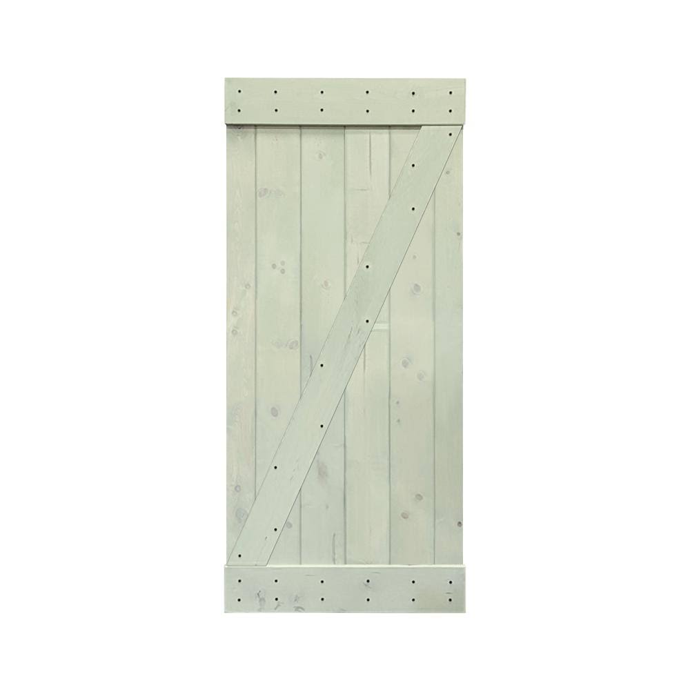 Sage Green 42-in x 84-in Solid Core Stained Pine Wood Single Barn Door C97391