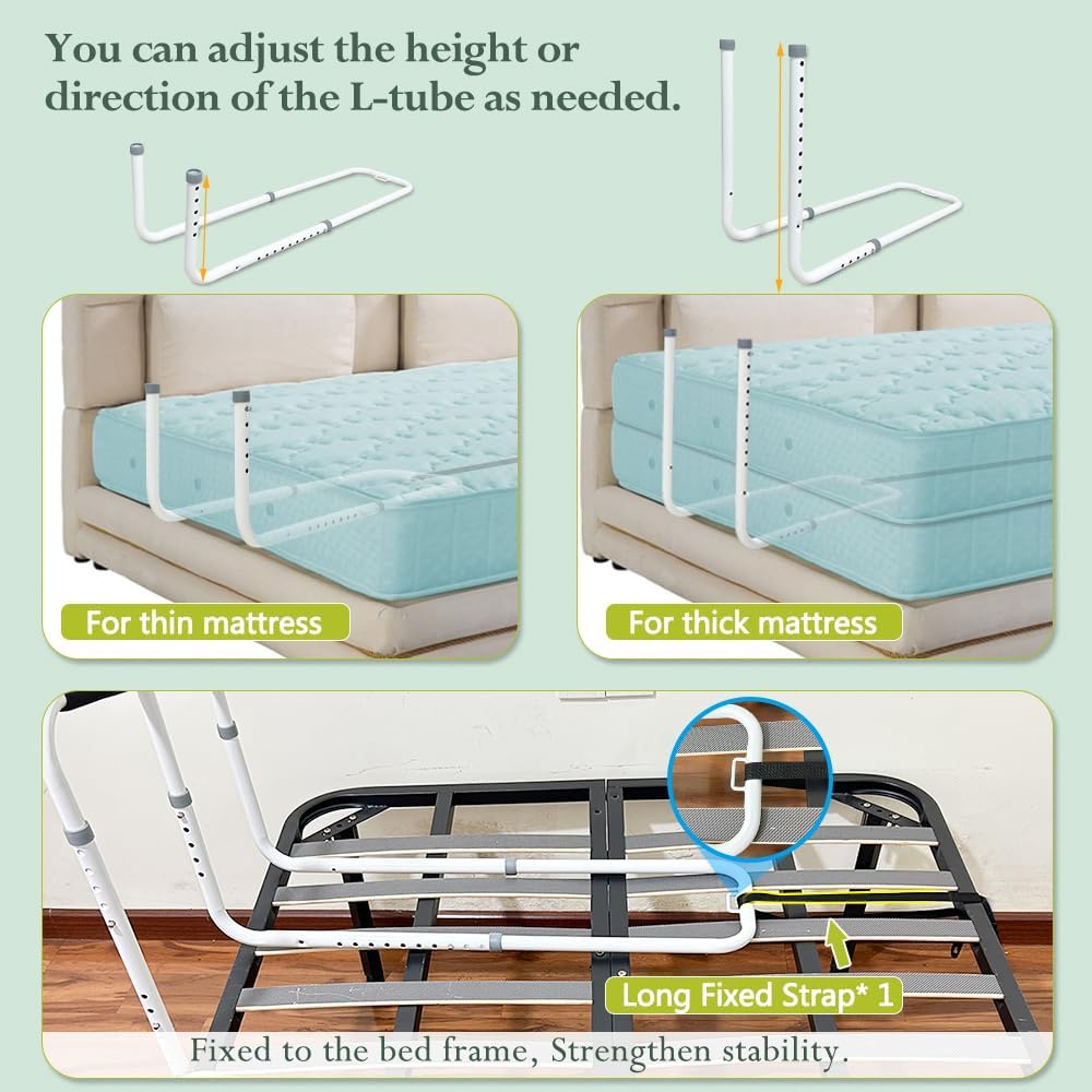 2-in-1 Bedside Guard Rails Step Stool with Handle L749675