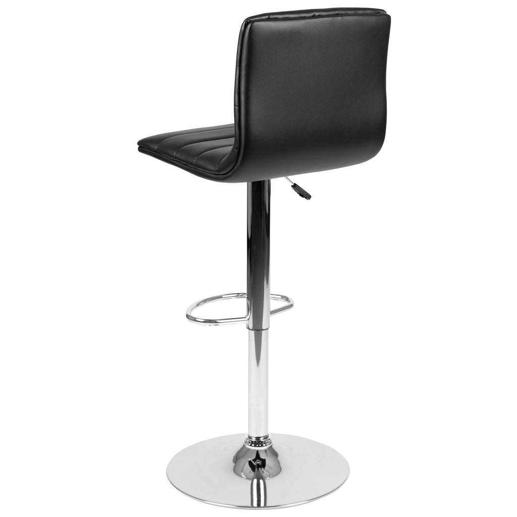 Modern Vinyl Adjustable Height Barstool with Horizontal Stitch Back, Set of 2 P94768
