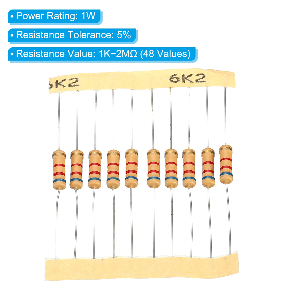 1W 1K Ohm-2M Ohm 5% Carbon Film Resistor 480 Pack I8546