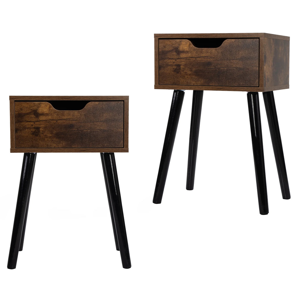 Set of 2 Nightstand Bedside Table with Drawer Storage F395