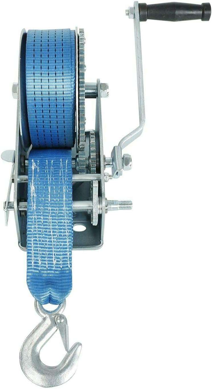 3200lbs Hand Crank Gear Winch Polyester Strap Pack of 2 K629