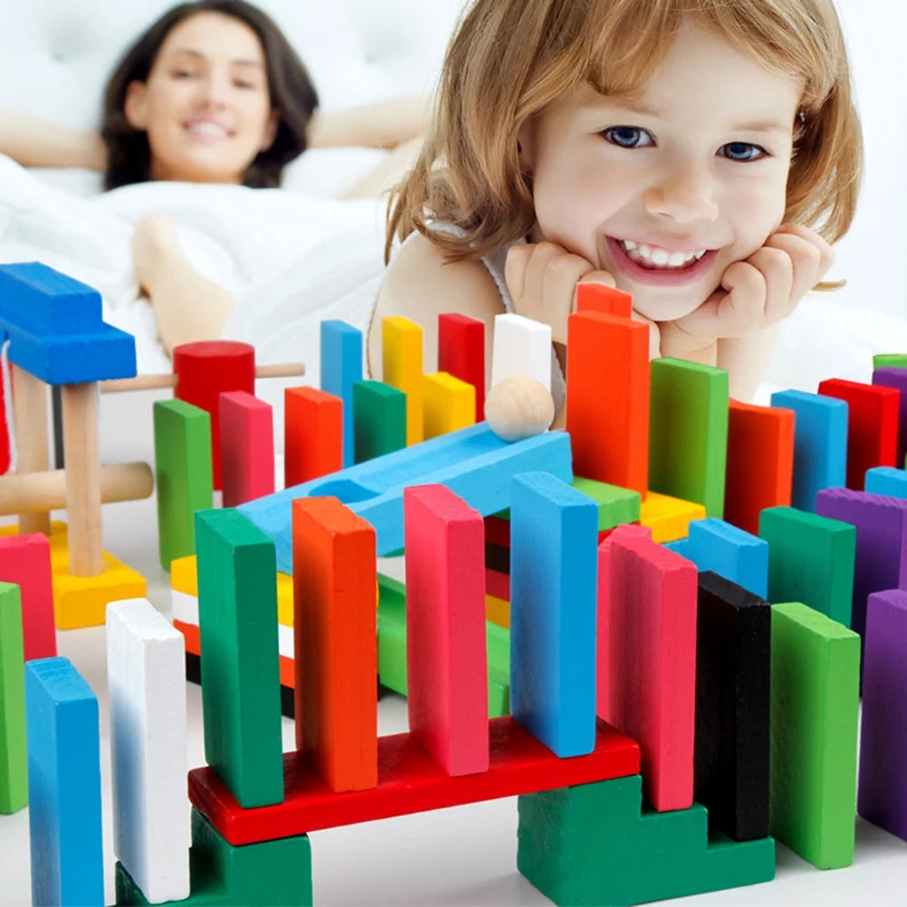 120Pcs Wooden Domino Blocks Set with 12 Colors E922