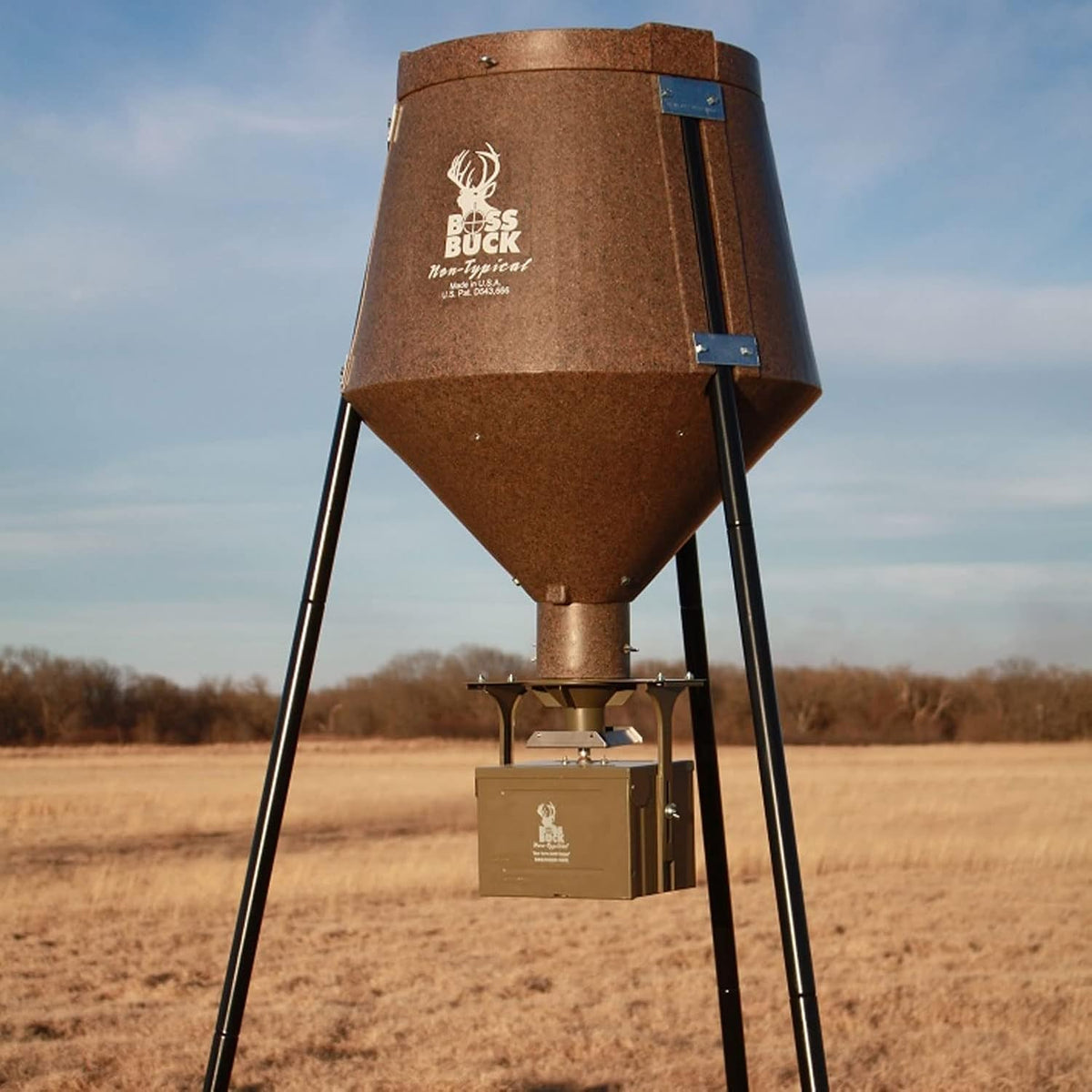 200 Pounds Heavy Duty 2 Step Deer Feeder Drum with Protein 3 Feed Tube E672
