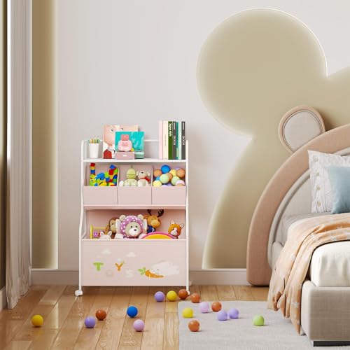 White 3-Tier Toy Storage Organizer with Wheels R3286