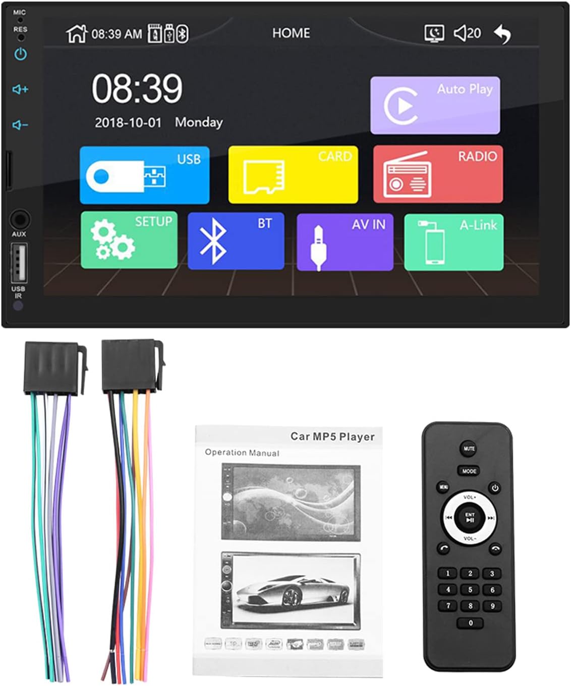 Double Din 7 Inch Touch Screen Car Stereo with Backup Camera Y701