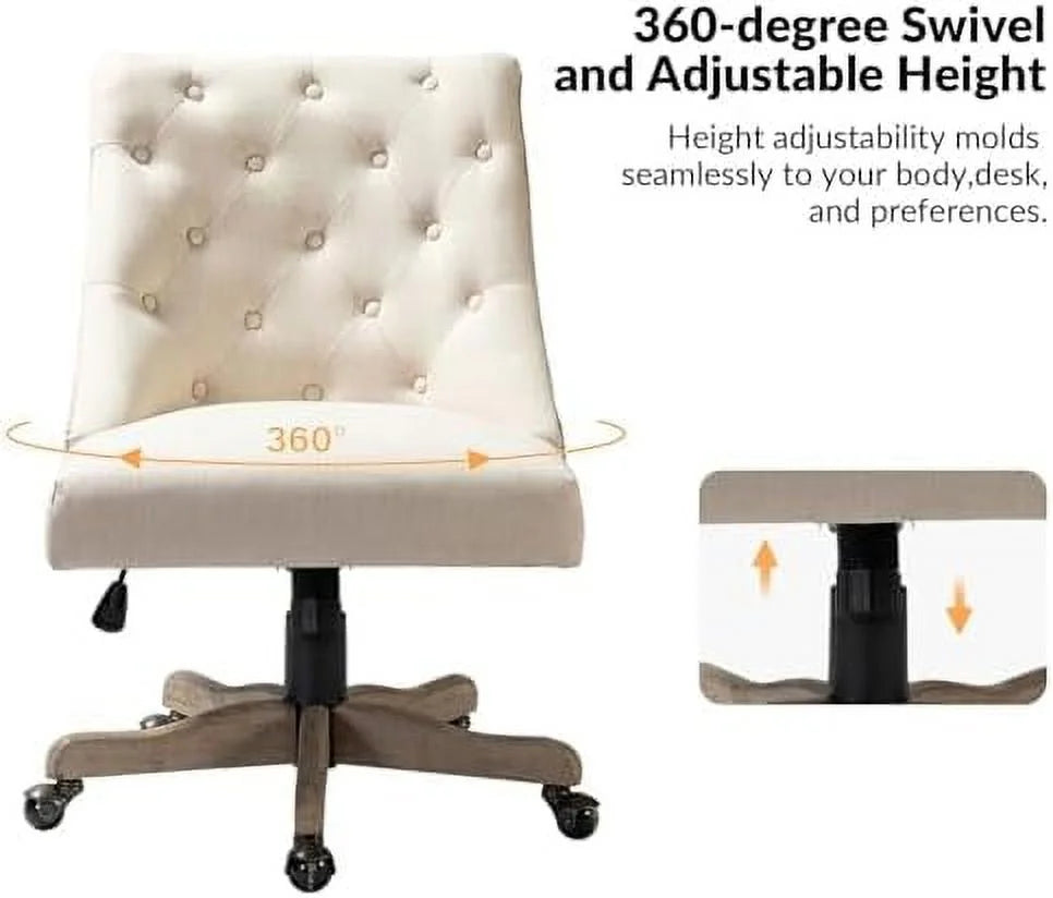 Beige Tufted Upholstered Armless Office Chair S540