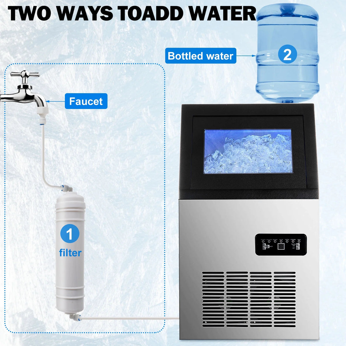 Commercial Ice Maker Machine 90LBS/24H Stainless Steel Freestanding T267289
