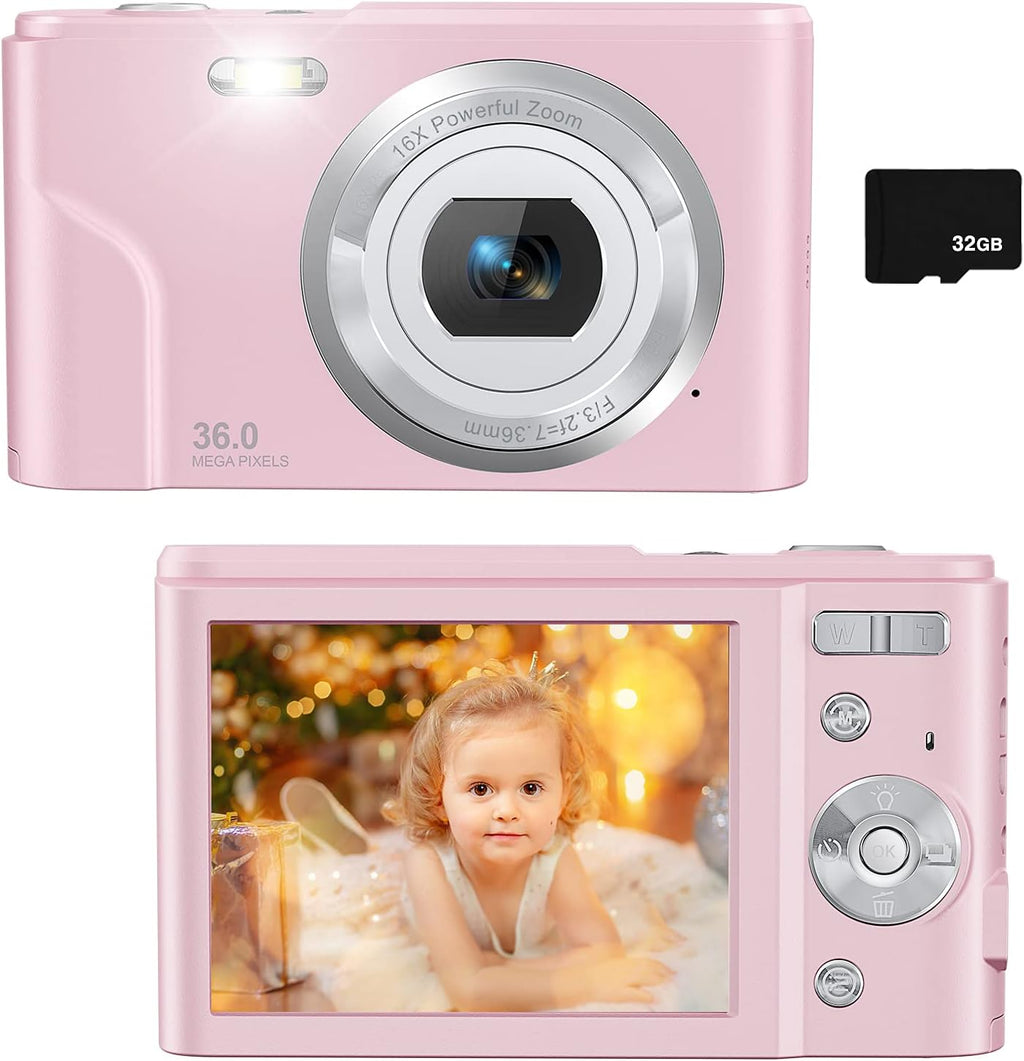 36MP Full HD 1080P Rechargeable Children's Camera with 32GB SD Card (Purple) U3864