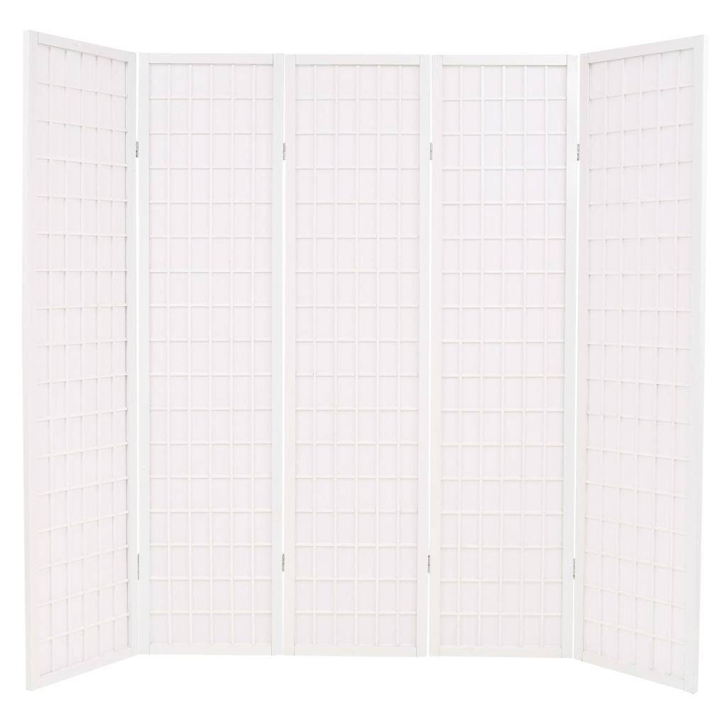 White Folding 5-Panel Room Divider K5991