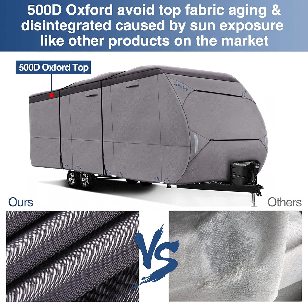 500D Waterproof Travel Trailer Cover with 4 Tire Covers, Tongue Jack Cover C618