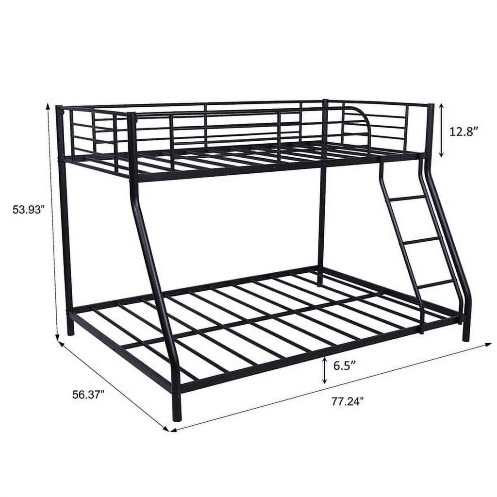 Black Twin Over Full Metal Bunk Bed with Ladder and Guardrail R434207