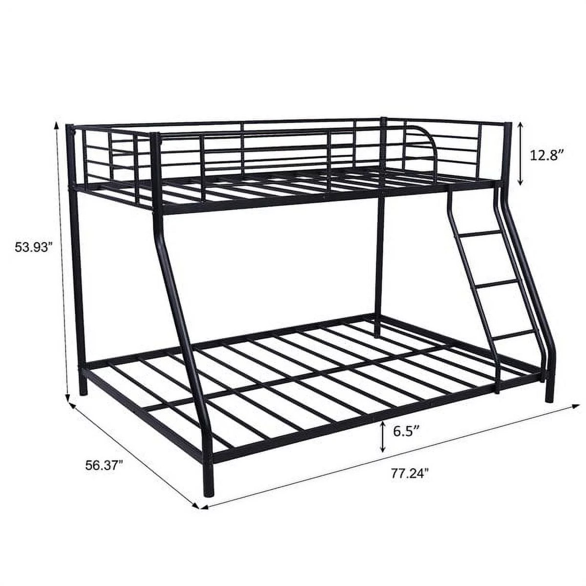 Black Twin Over Full Metal Bunk Bed with Ladder and Guardrail R434207