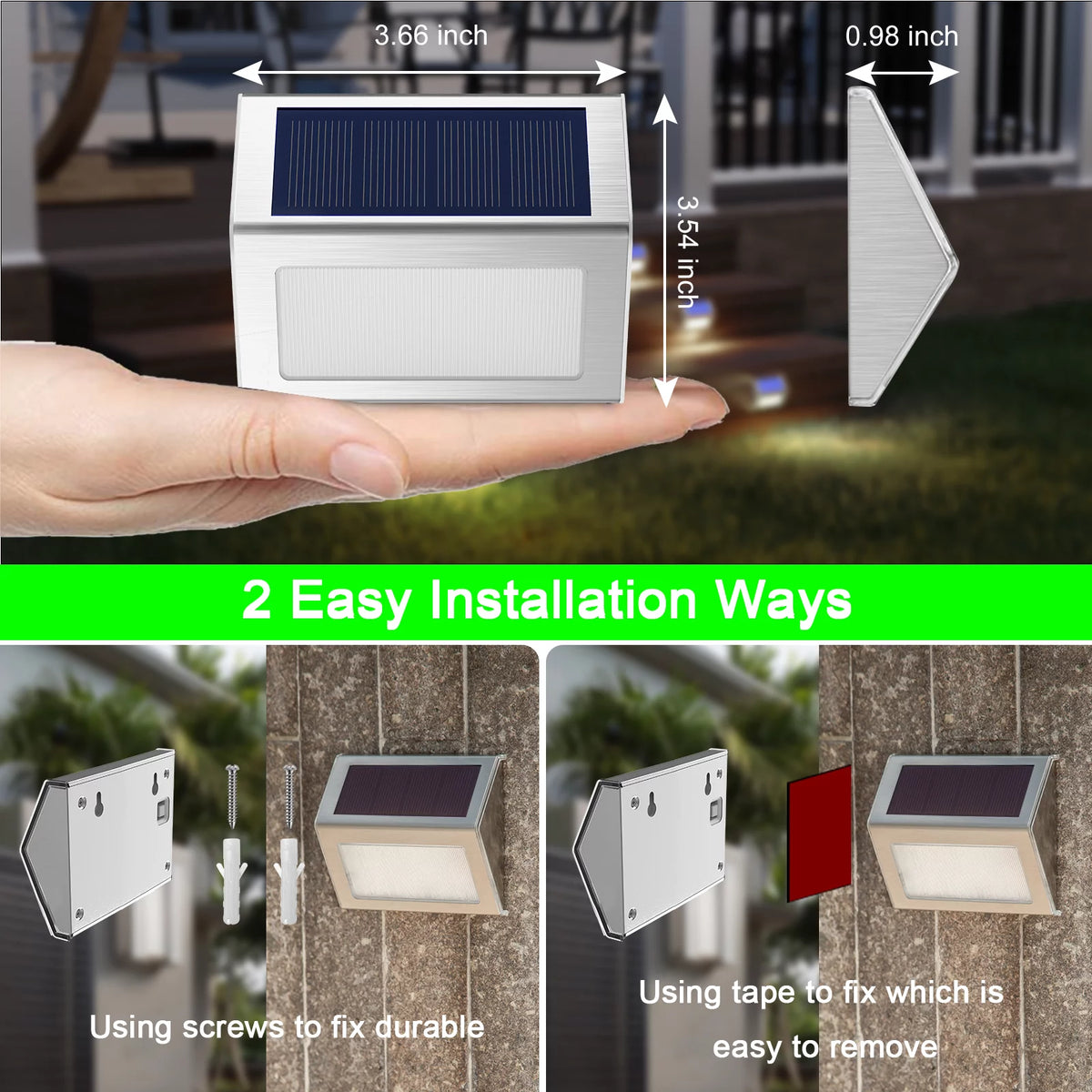 8 Pcs Outdoor Solar Fence Lights Q413