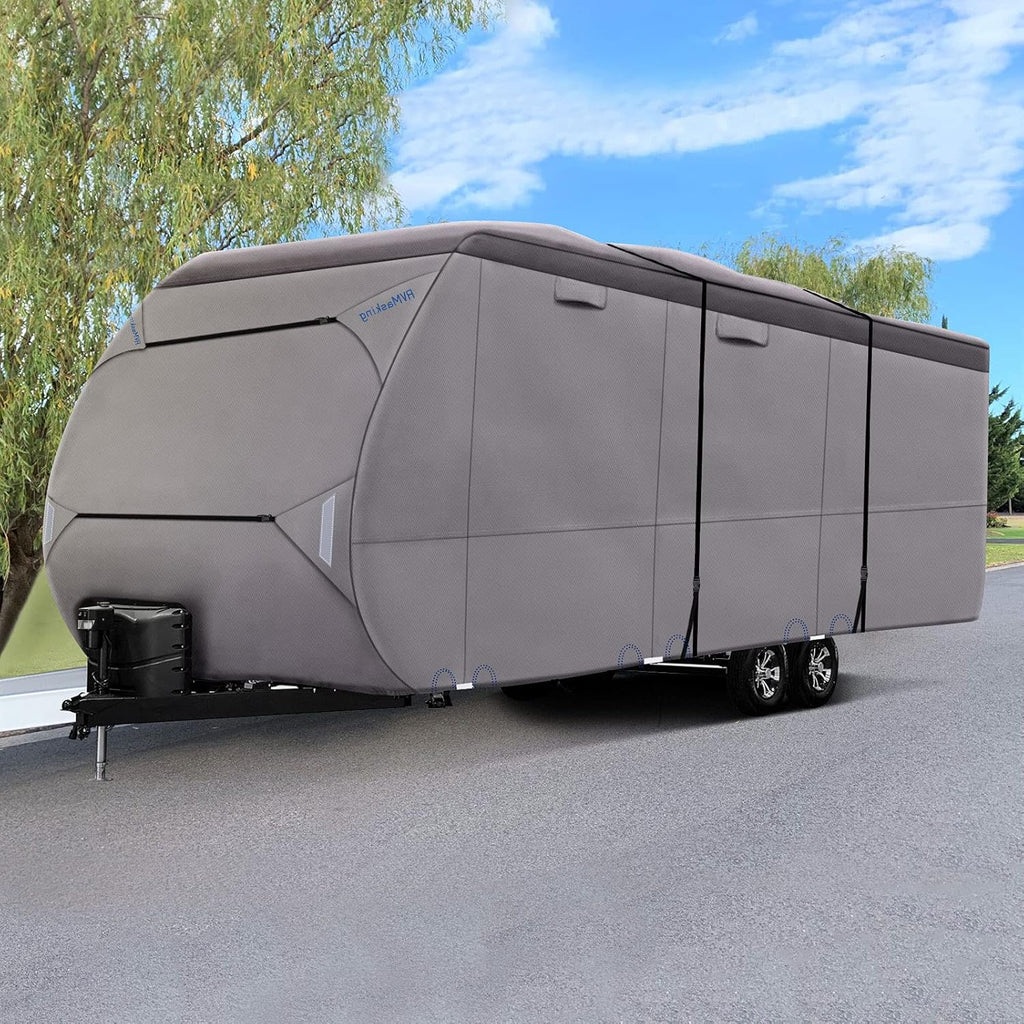 500D Waterproof Travel Trailer Cover with 4 Tire Covers, Tongue Jack Cover C618